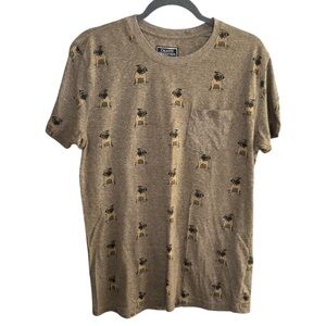 Creative Destruction Brown Short Sleeve Tee with Pugs Size Large